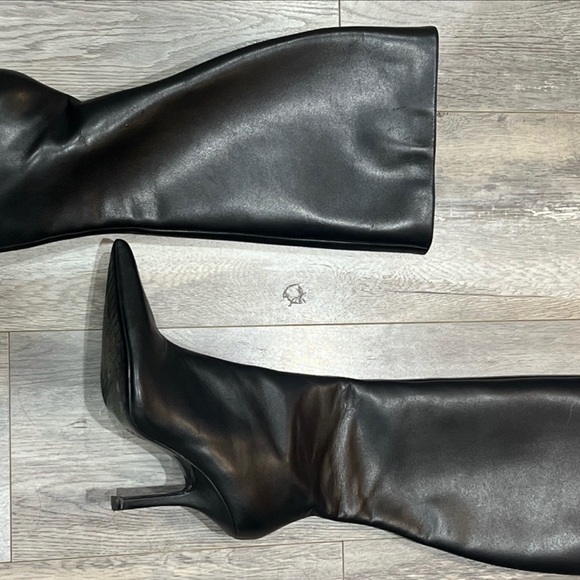 Zara Leather Knee High Pointy Toe Boots sz 9 - Picture 2 of 3